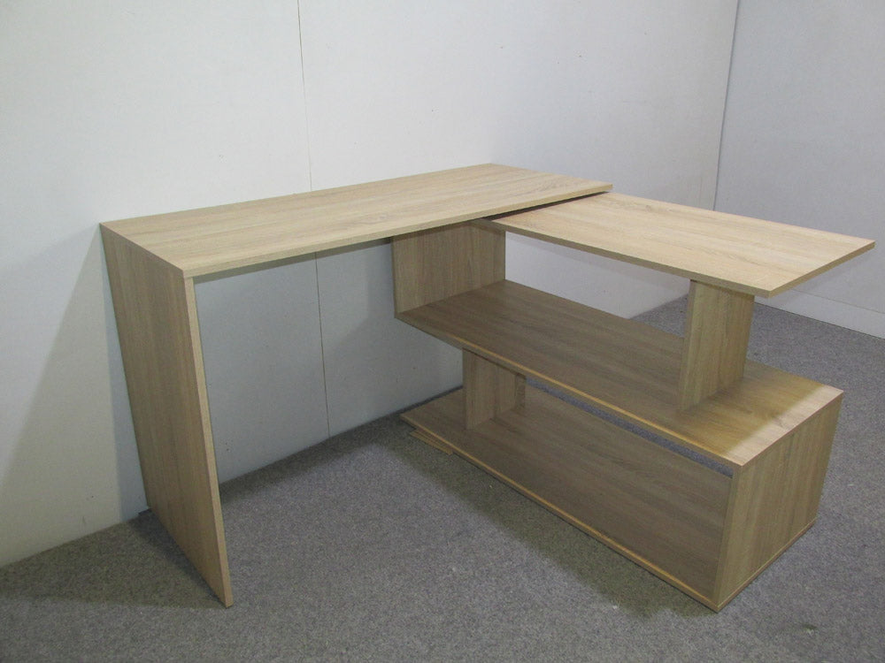 Cтол компьютерный поворотный с полками М-ЗОН Джеко 1200 Нимфея Альба (белый) (MZN-031031)