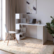Cтол компьютерный с полками М-ЗОН Джеко 1416L левый Нимфея Альба (белый) (MZN-031025)