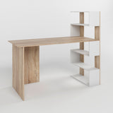 Cтол компьютерный с полками М-ЗОН Джеко 1416P правый Сонома/Нимфея Альба (белый) (MZN-031029)