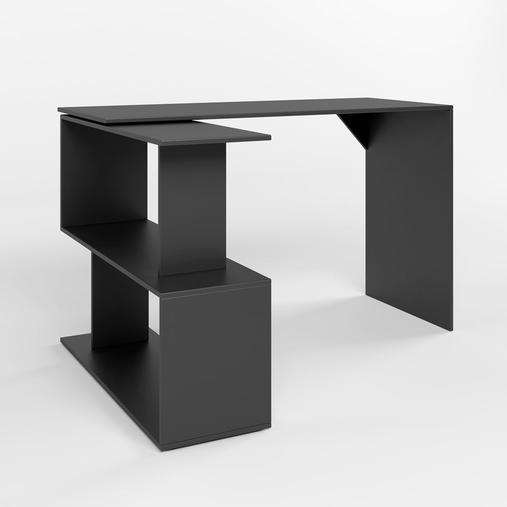 Cтол компьютерный поворотный с полками М-ЗОН Джеко 1200 Антрацит (MZN-031033)