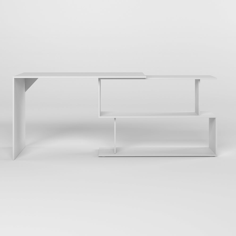 Cтол компьютерный поворотный с полками М-ЗОН Джеко 1200 Нимфея Альба (белый) (MZN-031031)