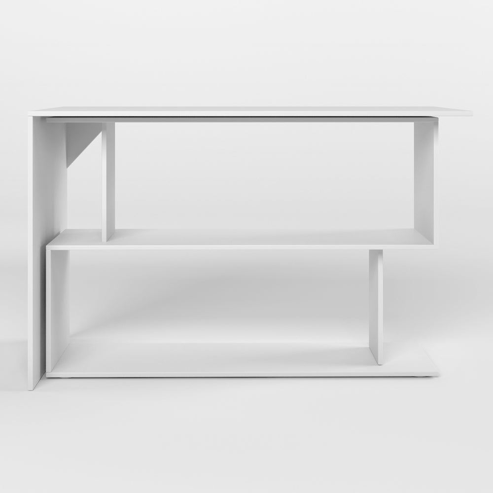 Cтол компьютерный поворотный с полками М-ЗОН Джеко 1200 Нимфея Альба (белый) (MZN-031031)