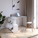 Cтол компьютерный поворотный с полками М-ЗОН Джеко 1200 Нимфея Альба (белый) (MZN-031031)