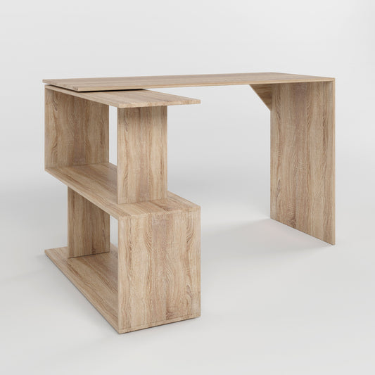 Cтол компьютерный поворотный с полками М-ЗОН Джеко 1200 Сонома (MZN-031032)