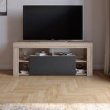 Тумба под телевизор с 4 полками М-ЗОН Джеко 140 Сонома/Антрацит (MZN-031036)