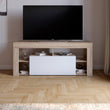 Тумба под телевизор с 4 полками М-ЗОН Джеко 140 Сонома/Нимфея Альба (белый) (MZN-031035)