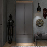 Шкаф для одежды с выдвижными ящиками Эверест Сити-800 80,2х50х204,6 см Дуб сонома/Графит (DTM-071142)