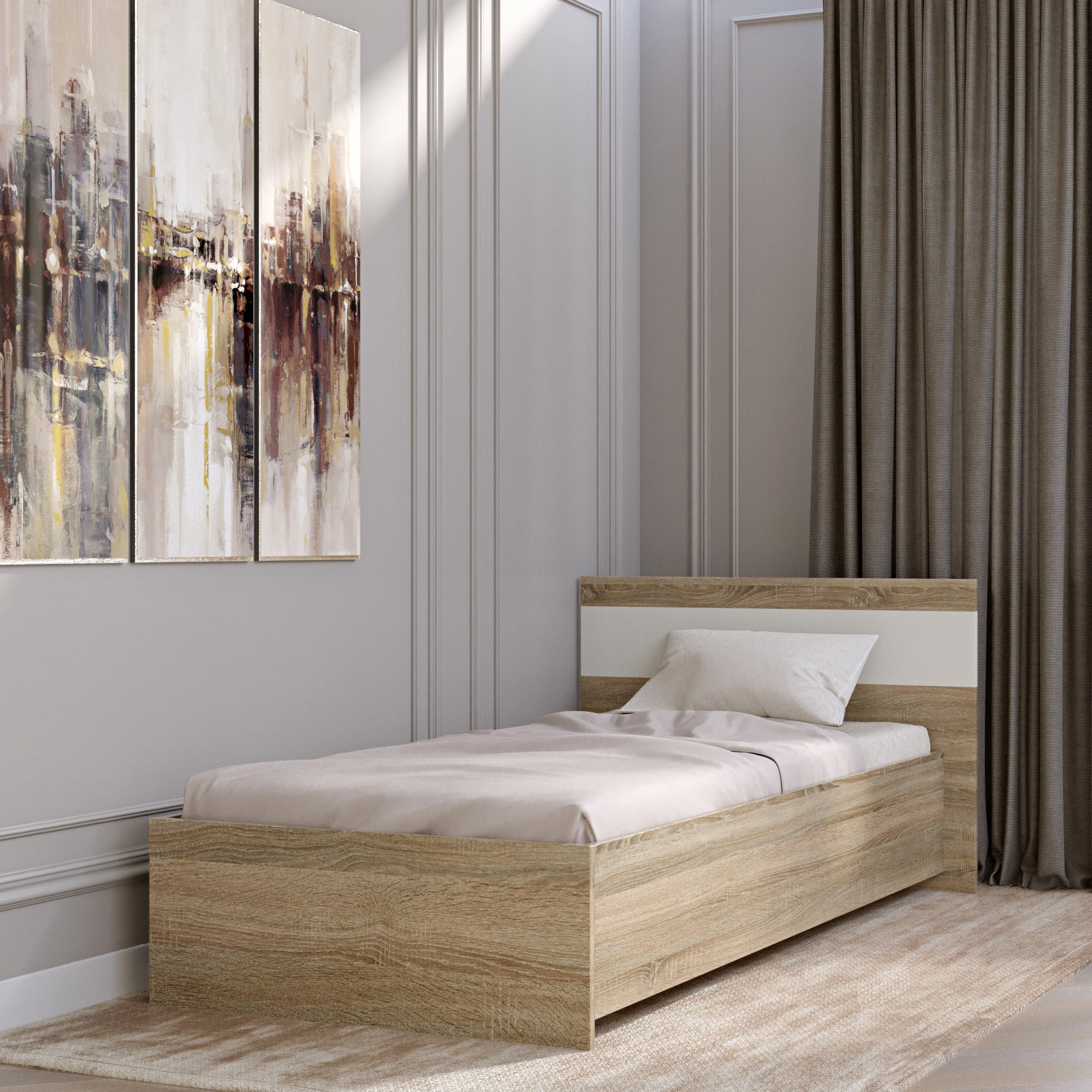 Односпальная кровать Эверест Соната-900 90х200 см дуб сонома/белый (DTM-2114)