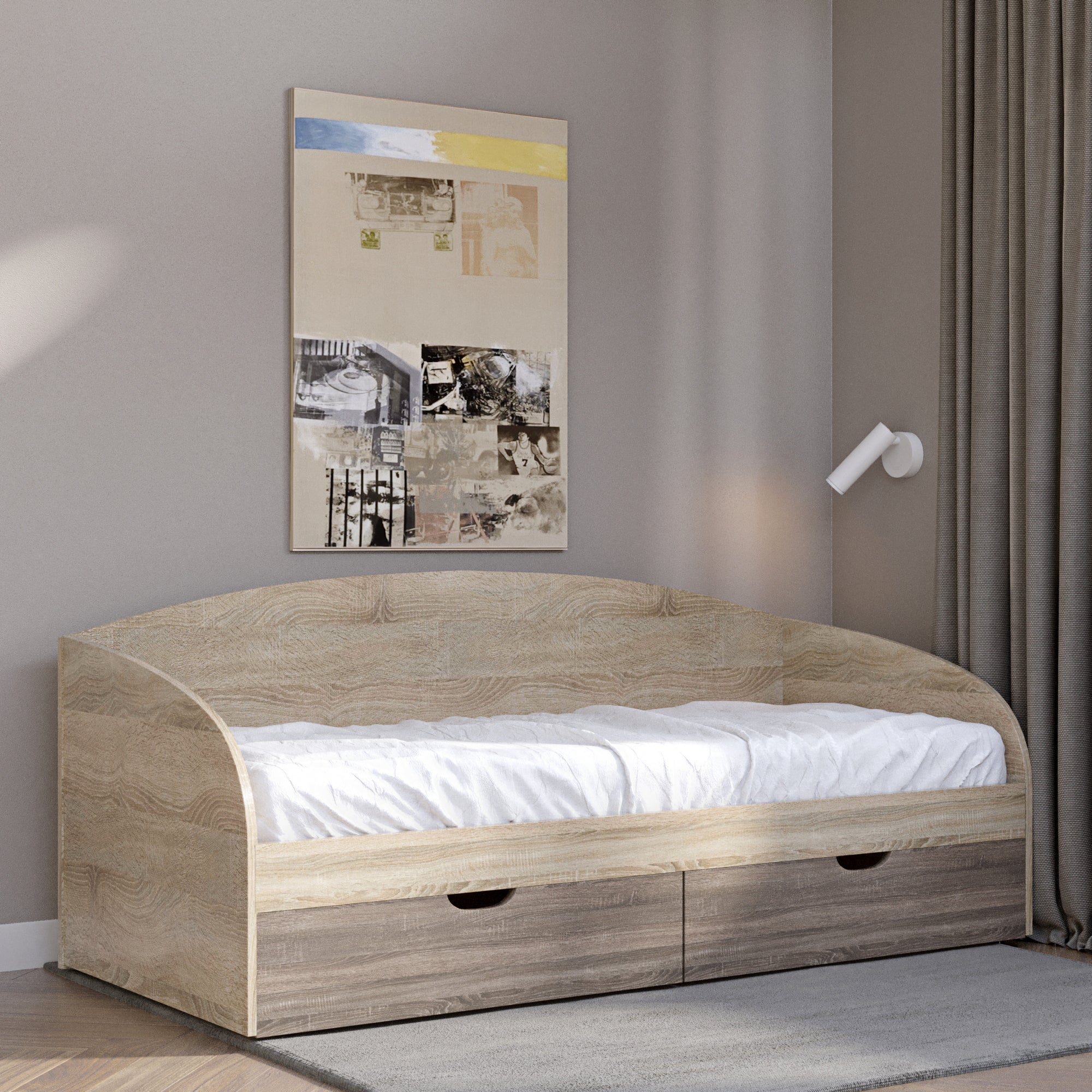 Кровать односпальная Эверест Комфорт 80х190 см сонома/трюфель (DTM-2097)