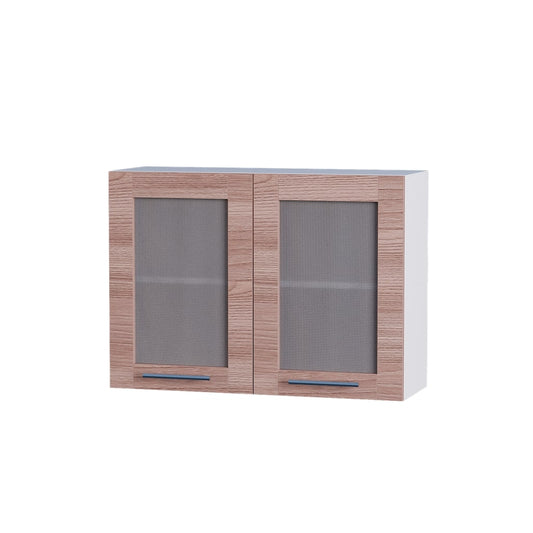 Кухонный модуль витрина Эверест Эко 800 ясень шимо темный/белый 80х30х58 см (DTM-2830)