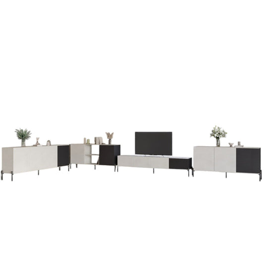 Комплект модульный для гостиной LION Грей 4 элемента с черными металлическими ножками Бетон Style/Асфальт (LION-042706)