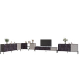 Комплект модульный для гостиной LION Грей 4 элемента с черными металлическими ножками Бетон темный/Кашемир (LION-042845)