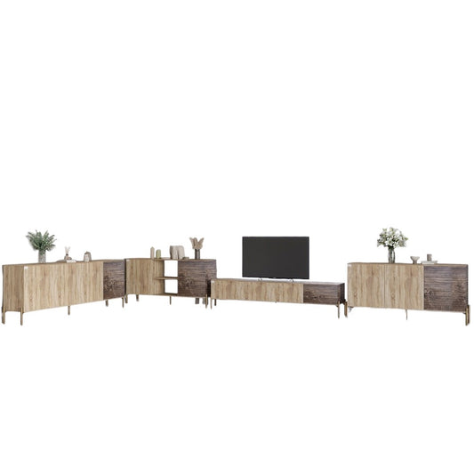 Комплект модульный для гостиной LION Грей 4 элемента с золотыми металлическими ножками Дуб сонома/Дерево (LION-042881)