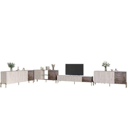 Комплект модульный для гостиной LION Грей 4 элемента с золотыми металлическими ножками Самоа Дымчатыйт/Асфальт (LION-042915)