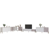 Комплект модульный для гостиной LION Грей 4 элемента с золотыми металлическими ножками Нимфея Альба (белый)/Камень (LION-042935)