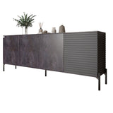 Комод в гостиную на черных металлических ножках LION Грей 204x38x76,5 см Бетон темный/Асфальт (LION-042465)