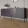 Комод в гостиную на черных металлических ножках LION Грей 204x38x76,5 см Бетон темный/Асфальт (LION-042465)