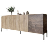 Комод в гостиную на черных металлических ножках LION Грей 204x38x76,5 см Дуб сонома трюфель/Дерево (LION-042505)