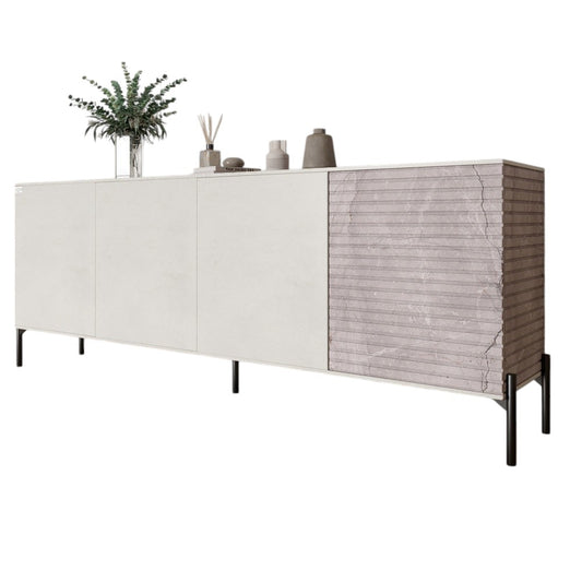 Комод в гостиную на черных металлических ножках LION Грей 204x38x76,5 см Бетон Style/Камень (LION-042615)