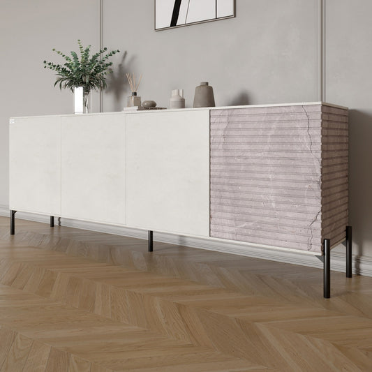 Комод в гостиную на черных металлических ножках LION Грей 204x38x76,5 см Бетон Style/Камень (LION-042615)