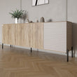 Комод в гостиную на черных металлических ножках LION Грей 204x38x76,5 см Дуб сонома трюфель/Кашемир (LION-042635)