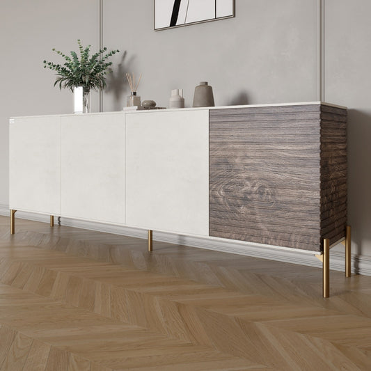 Комод на золотых металлических ножках LION Грей 204x38x76,5 см Бетон Style/Дерево (LION-042655)