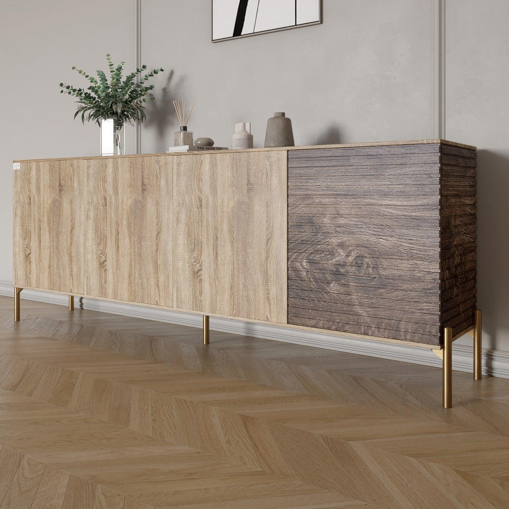 Комод на золотых металлических ножках LION Грей 204x38x76,5 см Дуб сонома трюфель/Дерево (LION-042665)