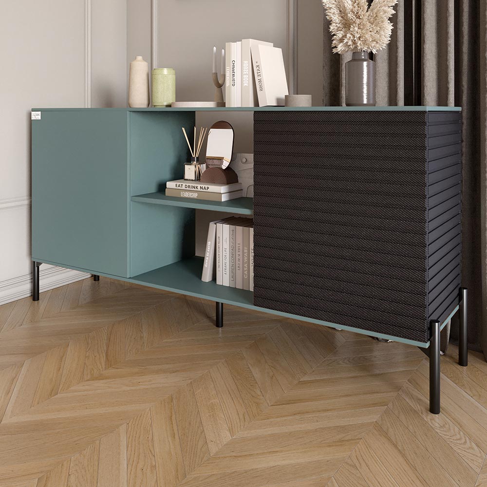 Комод открытый на черных металлических ножках LION Грей Гранит серый/Асфальт (LION-042720)