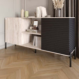 Комод открытый на черных металлических ножках LION Грей Самоа дымчатый/Асфальт (LION-042725)