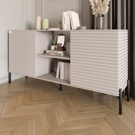 Комод открытый на черных металлических ножках LION Грей Кашемир/Кашемир (LION-042871)