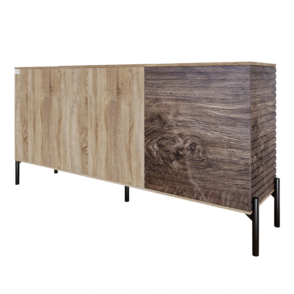 Комод закрыт в гостиную на черных металлических ножках LION Грей 154x38x76,5 см Дуб сонома трюфель/Дерево (LION-041781)