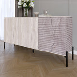 Комод закрыт в гостиную на черных металлических ножках LION Грей 154x38x76,5 см Самоа Дымчатый/Камень (LION-041801)