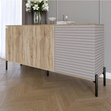 Комод закрыт в гостиную на черных металлических ножках LION Грей 154x38x76,5 см Дуб сонома трюфель/Кашемир (LION-041811)