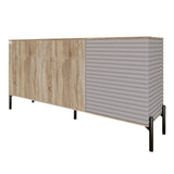 Комод закрыт в гостиную на черных металлических ножках LION Грей 154x38x76,5 см Дуб сонома трюфель/Кашемир (LION-041811)