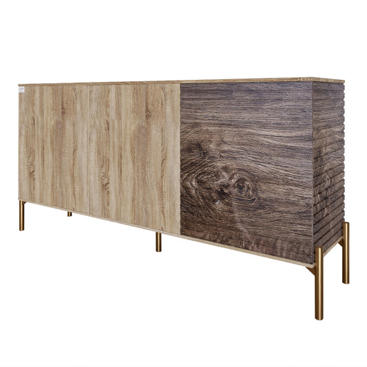 Комод закрыт в гостиную на золотых металлических ножках LION Грей 154x38x76,5 см Дуб сонома трюфель/Дерево (LION-041841)