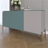 Комод закрытый в гостиную на золотых металлических ножках LION Грей 154x38x76,5 см Гранит серый/Кашемир (LION-041867)