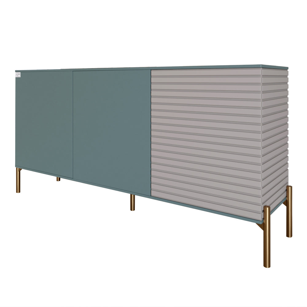 Комод закрытый в гостиную на золотых металлических ножках LION Грей 154x38x76,5 см Гранит серый/Кашемир (LION-041867)