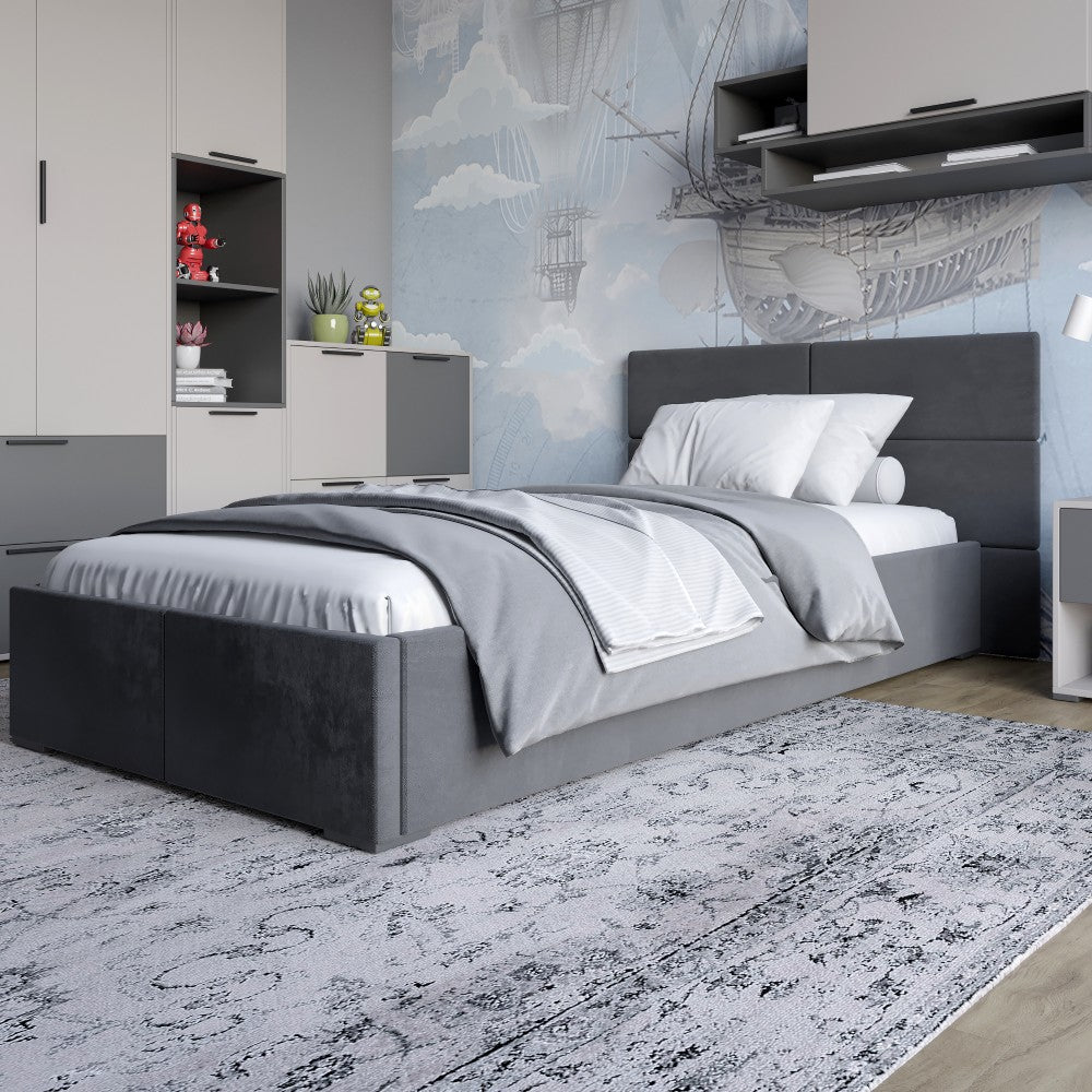 Полуторная кровать LION Краш Лили 95 велюр (Серый) 120х200 см (LION-044170)