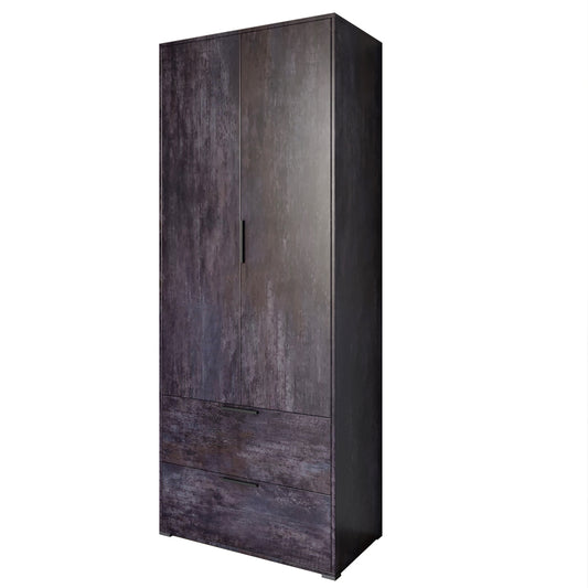 Шкаф распашный двухдверный LION Краш с 2 ящиками Бетон темный (LION-044020)