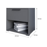 Тумба прикроватная LION Краш с выдвижным ящиком Бетон темный (LION-044140)