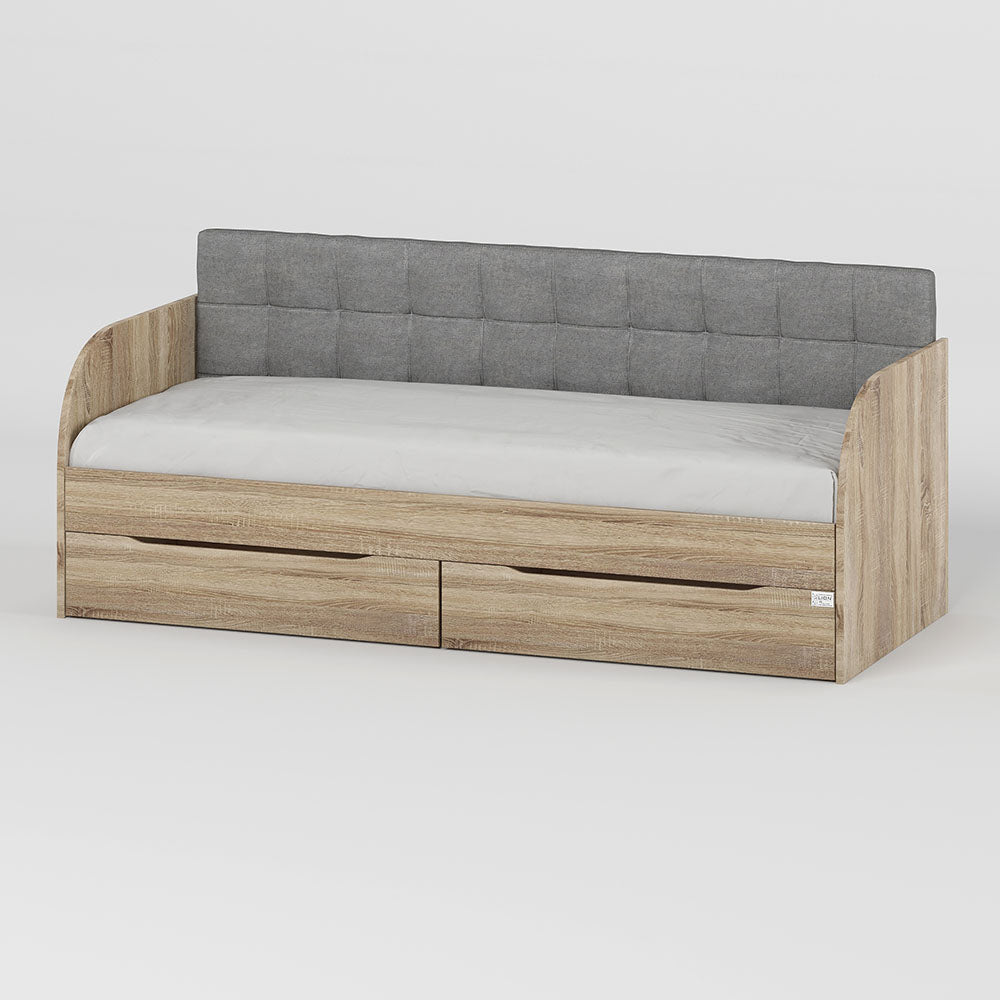 Детская полуторная кровать LION Л-7 с ящиками и ламелями Лили-95 120x200 см Дуб сонома трюфель (LION-044249)