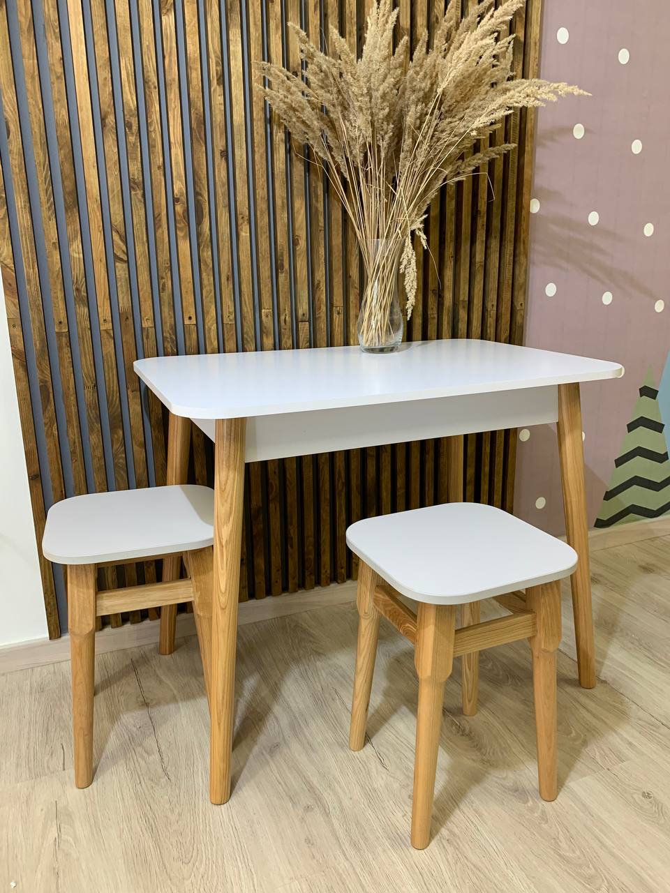 Стол и 4 табурета обеденный комплект для кухни Маями-2 кромка ПВХ 0,45 мм Дуб Сонома трюфель (LION-041243)