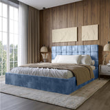 Двуспальная деревянная кровать с мягким изголовьем LION Пикси Silk 503 (Темно-синий) 180х200 см (LION-044269)