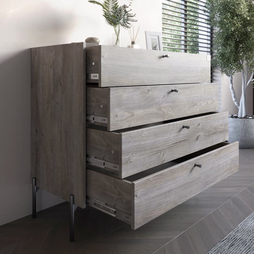 Гарнитур в спальню комод и прикроватная тумба на 1 ящик LION Wood Дуб Сонома (LION-041529)