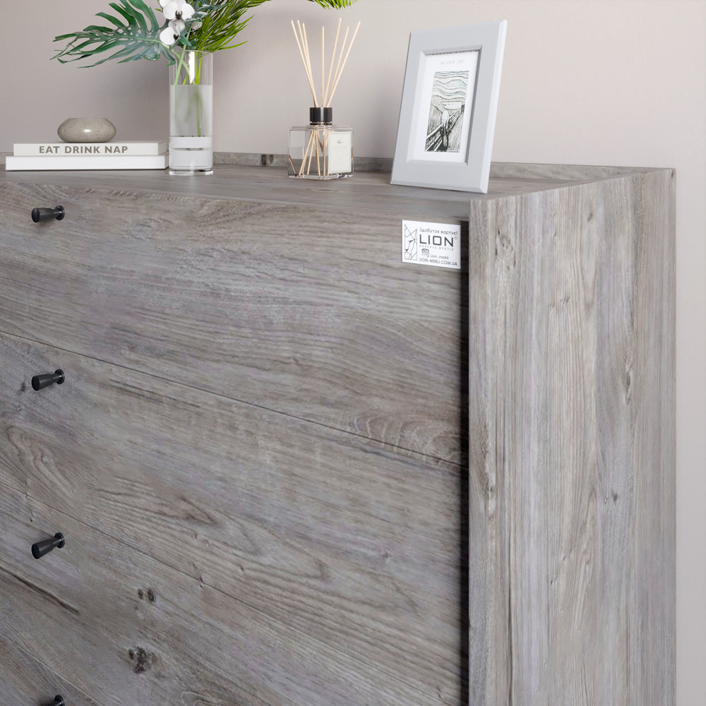 Гарнитур в спальню комод и прикроватная тумба на 1 ящик LION Wood Дуб Сонома (LION-041529)
