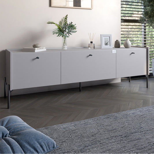 Тумба под телевизор на 3 ящика LION Wood с черными ножками 160х65х40 см Кашемир (LION-043141)