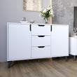 Комод в гостиную с черными ножками М-ЗОН Борн 1200 Нимфея Альба (белый) (MZN-031096)