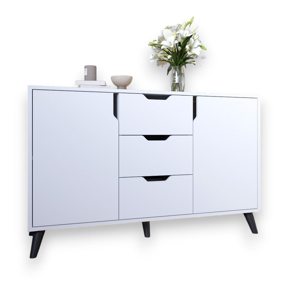 Комод в гостиную с черными ножками М-ЗОН Борн 1200 Нимфея Альба (белый) (MZN-031096)