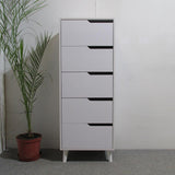 Комод высокий с белыми ножками 5 ящиков М-ЗОН Борн 500 Дуб Артизан (MZN-031106)