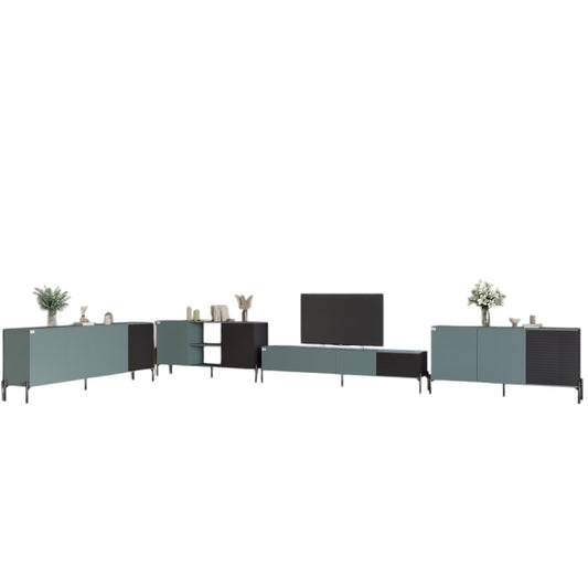 Комплект модульный для гостиной LION Грей 4 элемента с черными металлическими ножками Гранит серый/Асфальт (LION-042707)